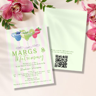 Margs & Matrimony Stripes QR Code Bridal Shower Invitation