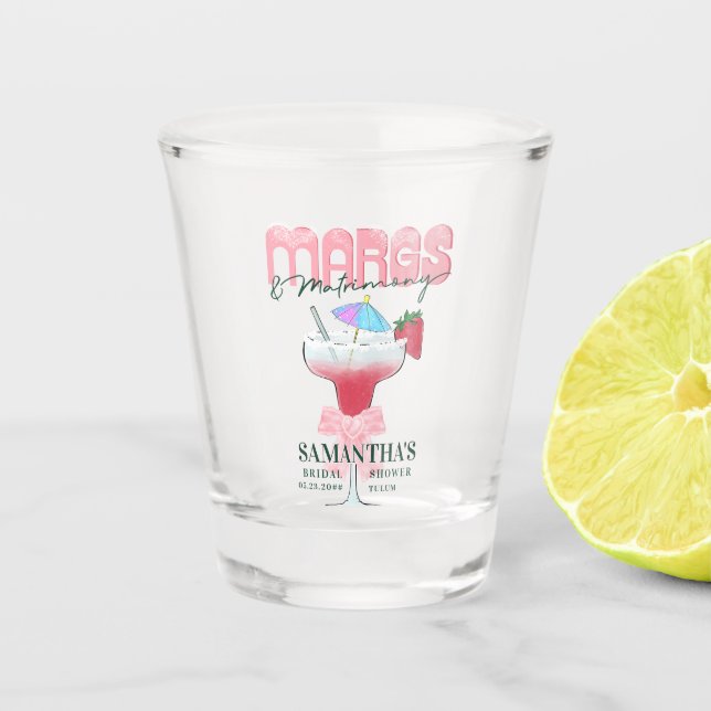Margs Matrimony Tequila Bridal Shower Bachelorette Shot Glass (Front)