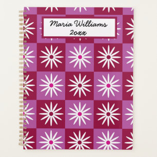 Marguerite blanche sur damier rouge et rose Nom