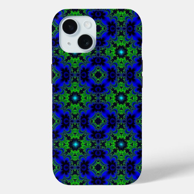 Marguerite , Daisies flowers in blue green black Case-Mate iPhone Case (Back)
