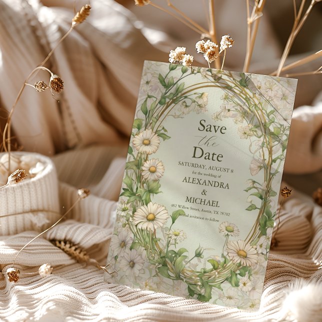 Marguerite Daisy Dusty Wedding Save The Date (Creator Uploaded)