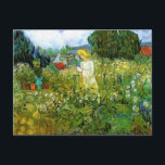 Marguerite Gachet in Garden by Vincent van Gogh Postcard<br><div class="desc">Marguerite Gachet in the Garden by Vincent van Gogh is a vintage fine art post impressionism daily life portrait painting featuring a woman, Marguerite Gachet wearing a hat (she was the daughter of Dr. Paul Gachet who treated van Gogh in Auvers). The girl is standing in her flower garden next...</div>