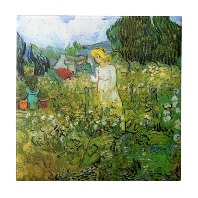 Marguerite Gachet in Garden by Vincent van Gogh Tile (Front)