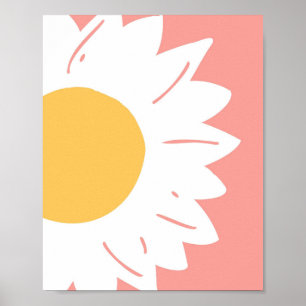 Marguerite Rose – Art mural floral minimaliste