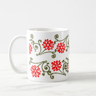 Marguerite rouge or et boucles Etching Café Mug