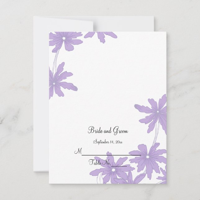 Marguerite violette Carte de lieu de mariage à la  (Devant)