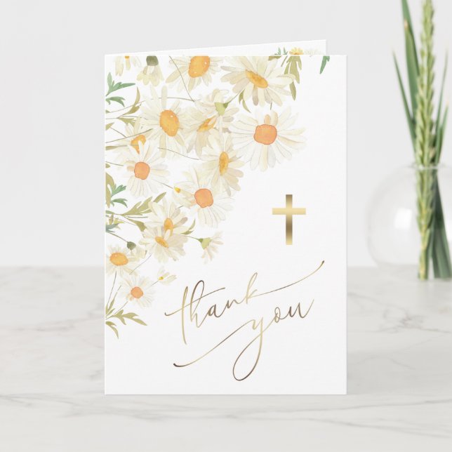 marguerites Baptême merci d'être venu Carte (Devant)