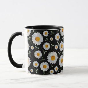 Marguerites blanches en Mug Noir