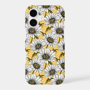 Marguerites blanches, fleurs sauvages sur fond jau