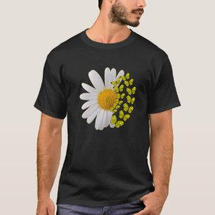 Marguerites Daisy Spring Summer Flower Butterfly E T-Shirt