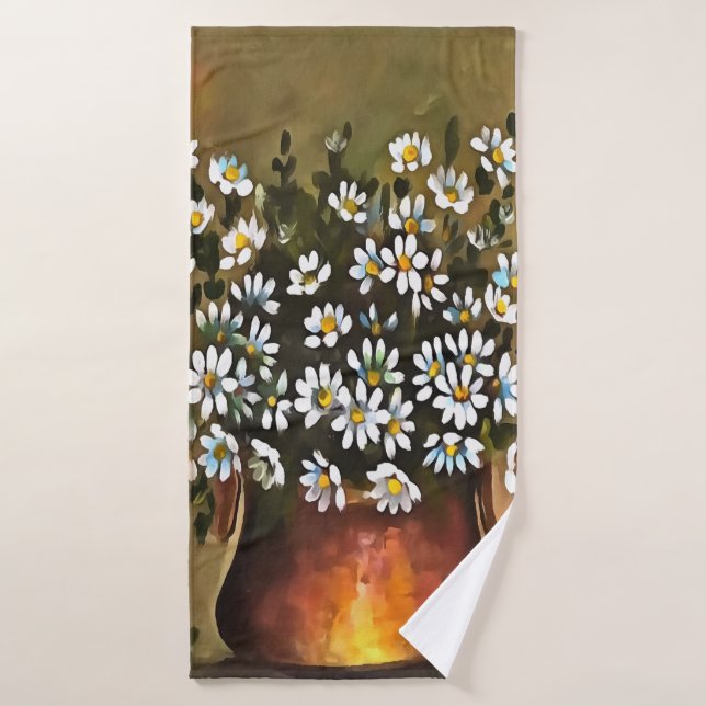Marguerites Dans Un Vase De Couleur Cuivre (Serviette de bain)