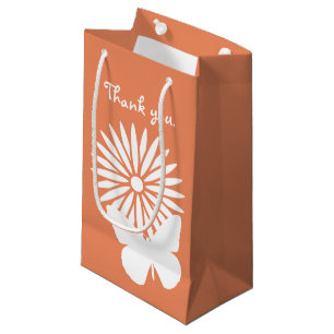 Marguerites et Papillons dans un Sac Cadeau Corail