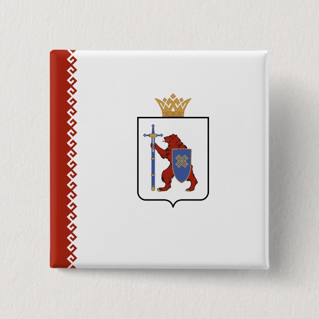 Mari El Flag 2 Inch Square Button (Front)