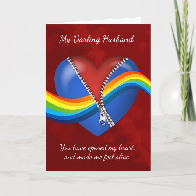 Mari, Gay, Carte Saint Valentin avec Zipper Hea (Devant)