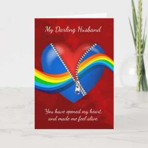 Mari, Gay, Carte Saint Valentin avec Zipper Hea