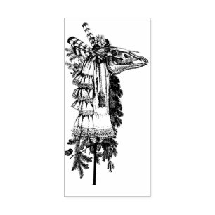 Mari Lwyd Horse Skull Rubber and Wood Art Stamp