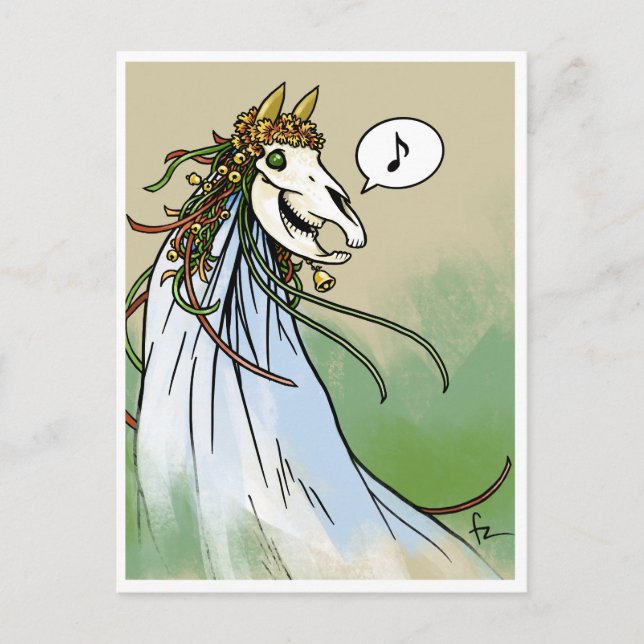 Mari Lwyd - Spooky Yule Critter Postcard (Front)