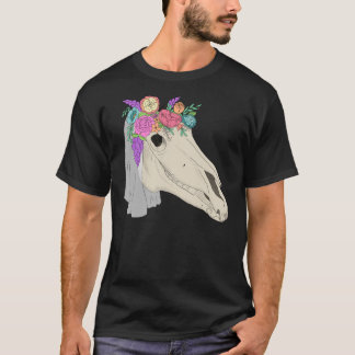Mari Lwyd Welsh Folklore Horse Skull - Flat Colour T-Shirt