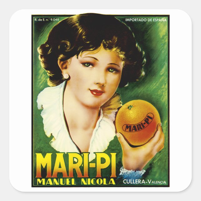 Mari Pi Oranges Square Sticker (Front)