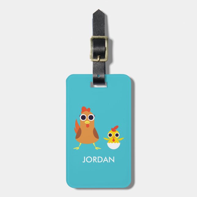 Maria & Bandit the Chickens Luggage Tag (Front Vertical)