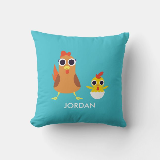 Maria & Bandit the Chickens Throw Pillow (Front)