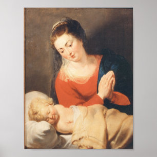 Maria in Aanbidding Voor Het Slapende Poster