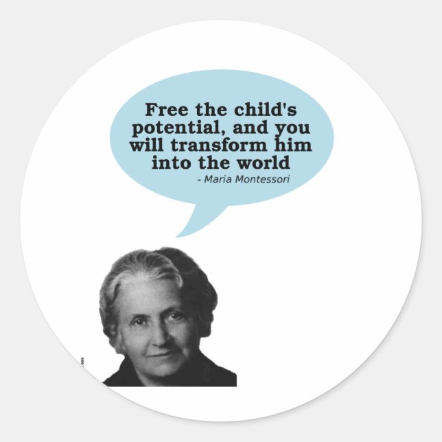 maria montessori quote classic round sticker (Front)