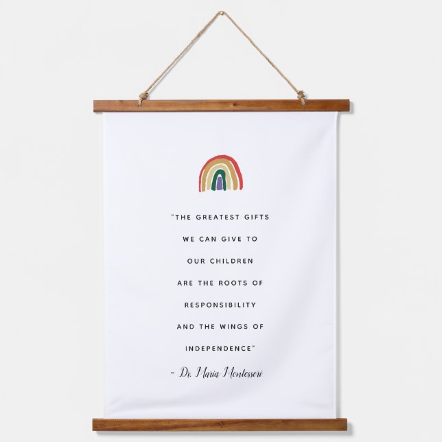 Maria Montessori Quote Hanging Tapestry (Front)