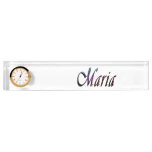 Maria, Name, Logo, Desk Nameplate With Clock.
