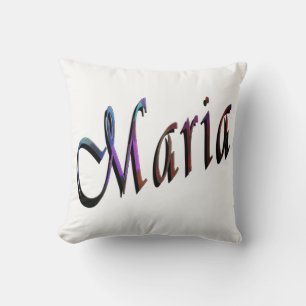 Maria, Name, Logo, White Throw Cushion. Pillow