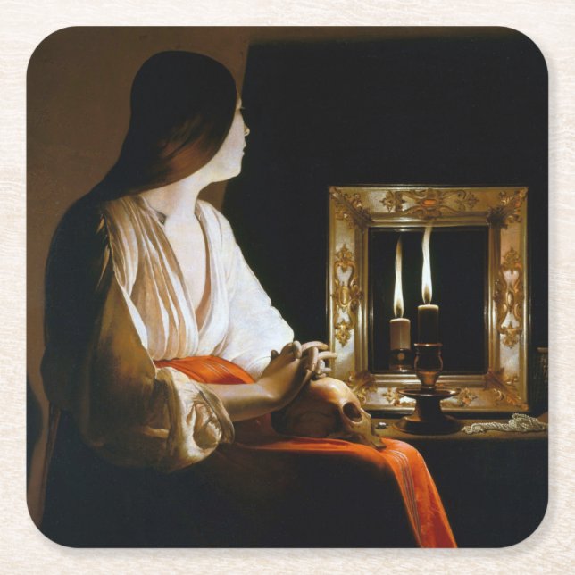 Maria Repenting, La Tour Square Paper Coaster (Front)