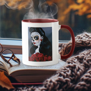 Maria Sugar Skull Red Roses Mug