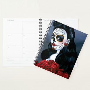 Maria Sugar Skull Red Roses Planner