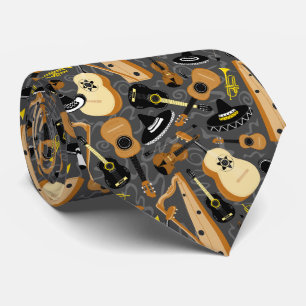 Mariachi Band Instruments Grey Tie