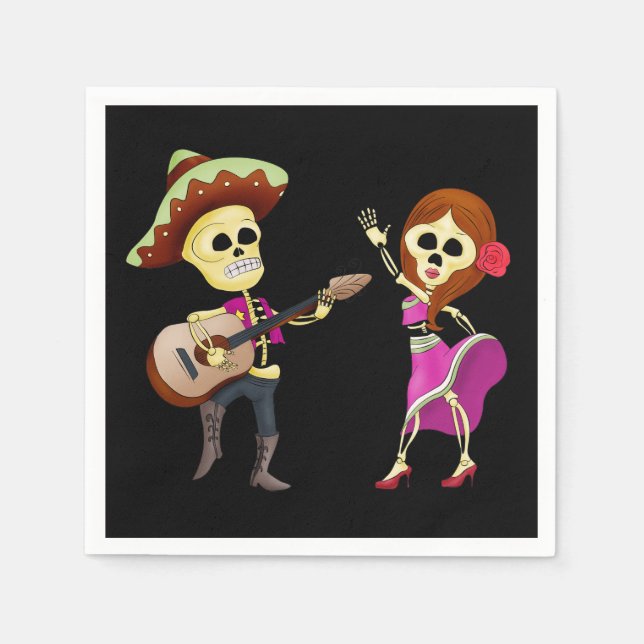 Mariachi Dancing Couple Day of the Dead Napkin (Front)