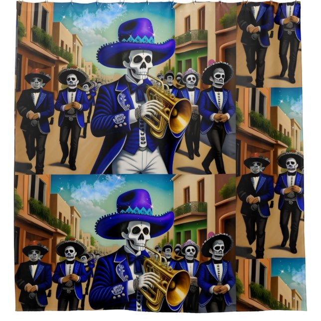 Mariachi Day of the dead shower curtain (Front)
