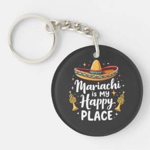 Mariachi is my Happy Place Mexico Music Saxophone Keychain