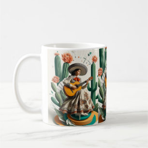 Mariachi Melody: Vintage Guitarist & Cacti Coffee Mug