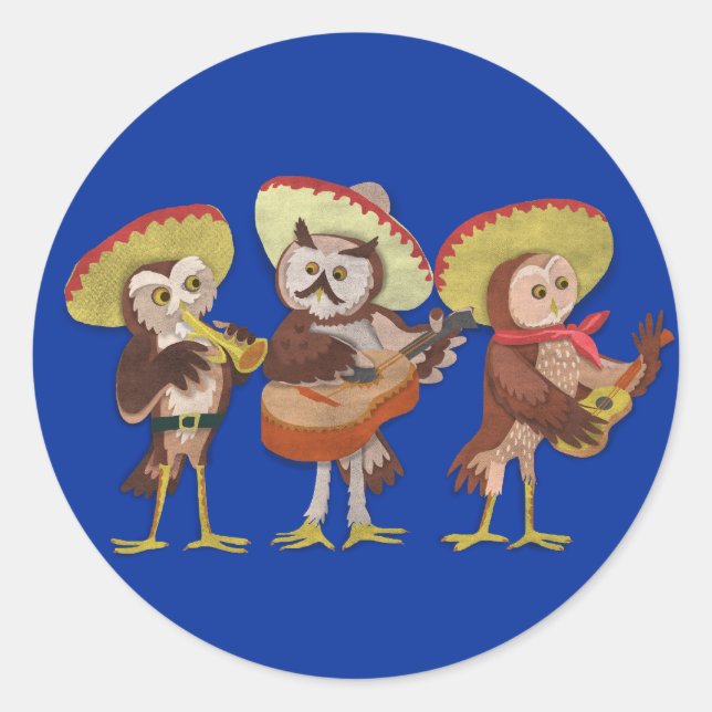 Mariachi Owl band Classic Round Sticker (Front)