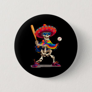 Mariachi skeleton baseball cinco de mayo mexican 2 inch round button