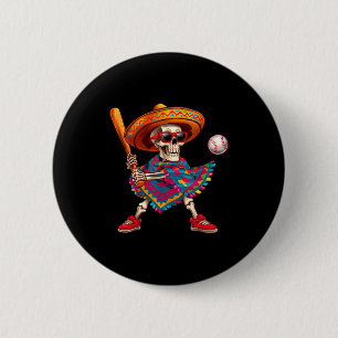 Mariachi skeleton baseball cinco de mayo mexican 2 inch round button