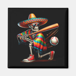 Mariachi skeleton baseball cinco de mayo mexican magnet