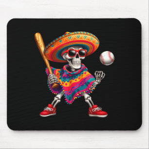 Mariachi skeleton baseball cinco de mayo mexican mouse pad