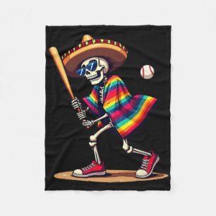 Mariachi Skeleton Baseball Cinco De Mayo Mexican S Fleece Blanket