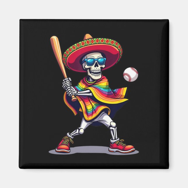 Mariachi Skeleton Baseball Cinco De Mayo Mexican S Magnet (Front)
