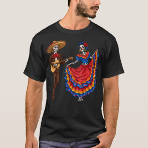 Mariachi Skeleton Couple Guitar Dance Day Of The D T-Shirt