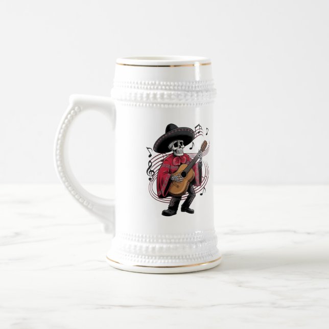 Mariachi Skeleton Groove 03 Beer Stein (Left)