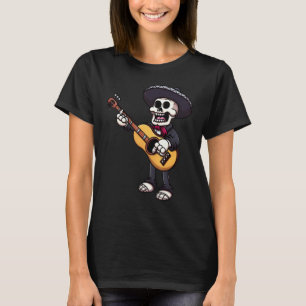 Mariachi Skeleton Playing Memorial Guitar In Day O T-Shirt