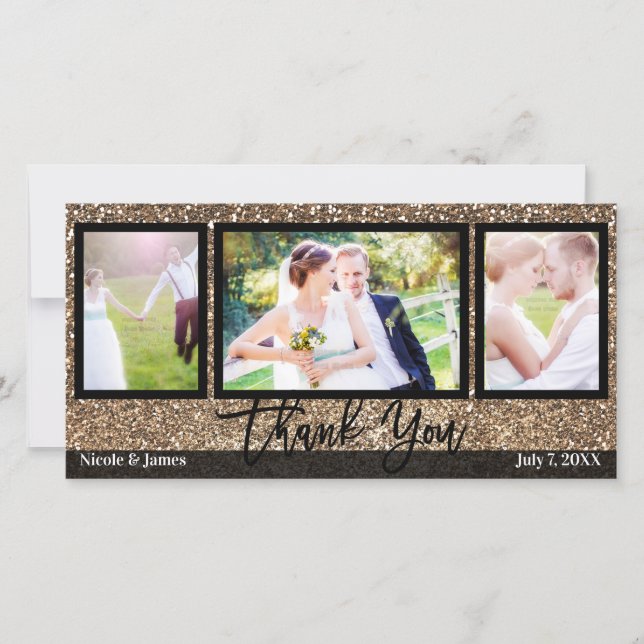 Mariage 3 Photo Bronze Parties scintillant Merci (Devant)
