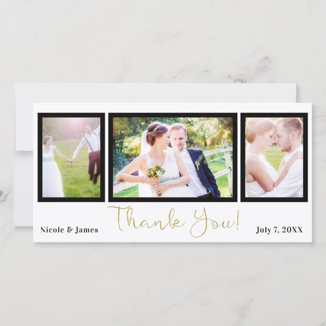 Mariage 3 Photo Image Merci Noir Or (Devant)